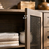 Wood Bookcase with Mesh Doors, Drawers and Open Shelving