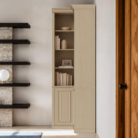 Tall Corner Cabinet with 4-Tier Open Shelves