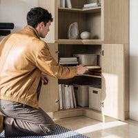 Tall Corner Cabinet with 4-Tier Open Shelves