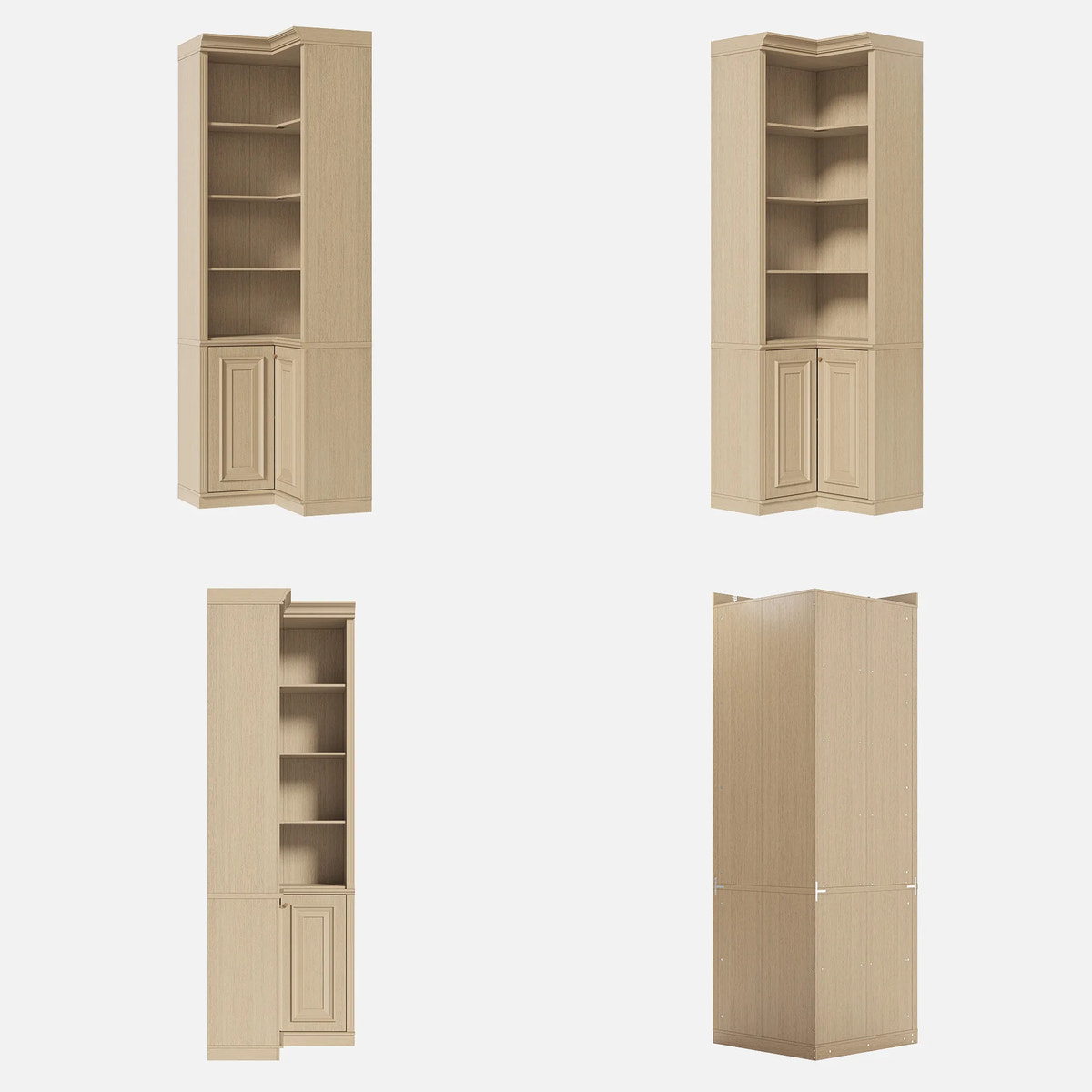 Tall Corner Cabinet with 4-Tier Open Shelves