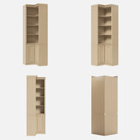 Tall Corner Cabinet with 4-Tier Open Shelves