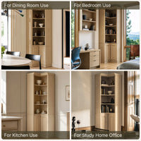 Tall Corner Cabinet with 4-Tier Open Shelves