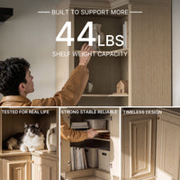 Tall Corner Cabinet with 4-Tier Open Shelves