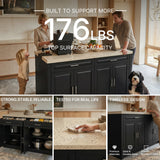 Modern Double-Sided Kitchen Island with Storage and Seating Space-Black
