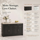 Modern Double-Sided Kitchen Island with Storage and Seating Space-Black