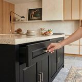 Modern Double-Sided Kitchen Island with Storage and Seating Space-Black