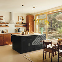 Modern Double-Sided Kitchen Island with Storage and Seating Space-Black
