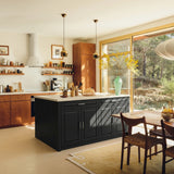 Modern Double-Sided Kitchen Island with Storage and Seating Space-Black