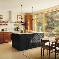 Modern Double-Sided Kitchen Island with Storage and Seating Space-Black