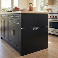 Modern Double-Sided Kitchen Island with Storage and Seating Space-Black