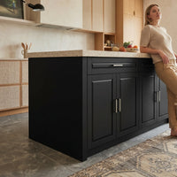 Modern Double-Sided Kitchen Island with Storage and Seating Space-Black