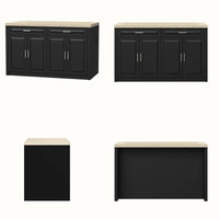 Modern Double-Sided Kitchen Island with Storage and Seating Space-Black