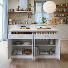 Modern Double-Sided Kitchen Island with Storage and Seating Space-White