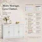 Modern Double-Sided Kitchen Island with Storage and Seating Space-White