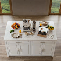 Modern Double-Sided Kitchen Island with Storage and Seating Space-White