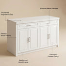 Modern Double-Sided Kitchen Island with Storage and Seating Space-White