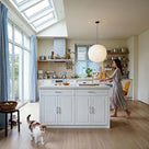 Modern Double-Sided Kitchen Island with Storage and Seating Space-White