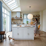 Modern Double-Sided Kitchen Island with Storage and Seating Space-White