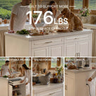 Modern Double-Sided Kitchen Island with Storage and Seating Space-White