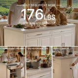 Modern Double-Sided Kitchen Island with Storage and Seating Space-White