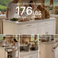 Modern Double-Sided Kitchen Island with Storage and Seating Space-White