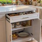 Modern Double-Sided Kitchen Island with Storage and Seating Space-White