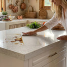 Modern Double-Sided Kitchen Island with Storage and Seating Space-White