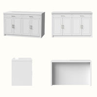 Modern Double-Sided Kitchen Island with Storage and Seating Space-White