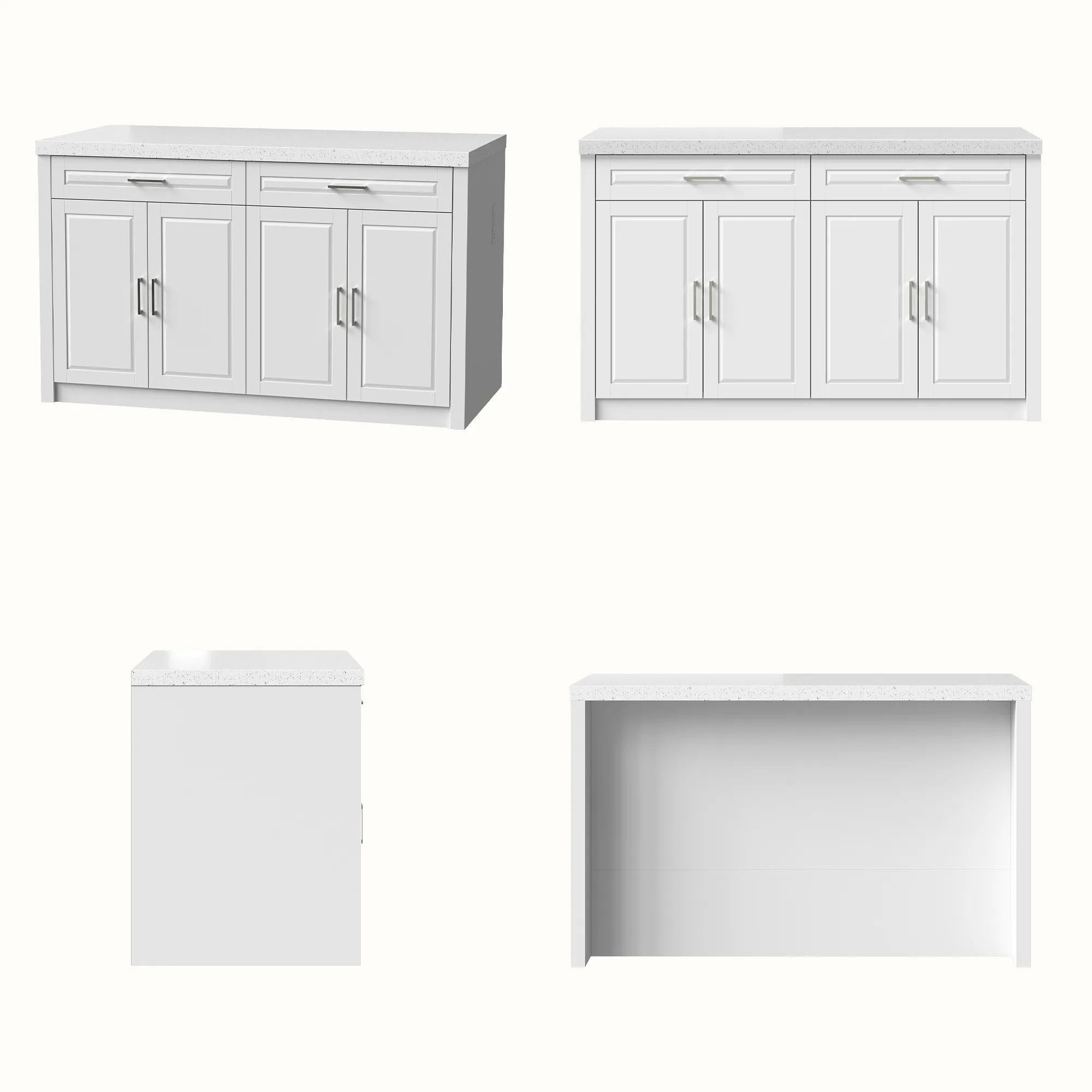 Modern Double-Sided Kitchen Island with Storage and Seating Space-White