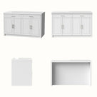 Modern Double-Sided Kitchen Island with Storage and Seating Space-White