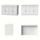 Modern Double-Sided Kitchen Island with Storage and Seating Space-White