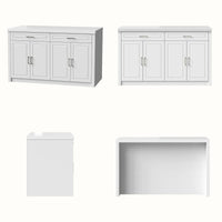 Modern Double-Sided Kitchen Island with Storage and Seating Space-White
