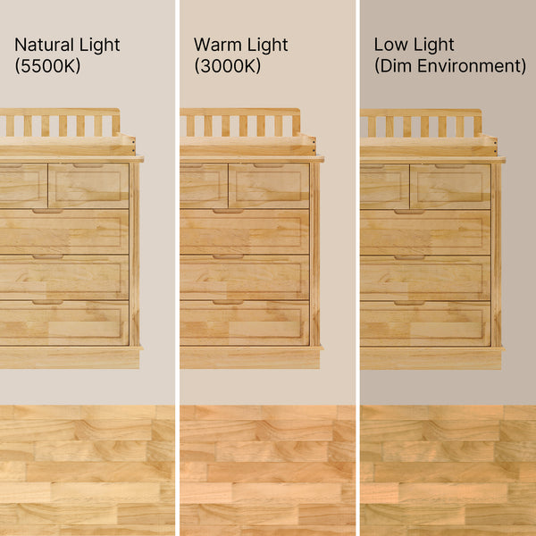 Solid Wood Changing Table with Drawers and Handle-Free Design-Natural