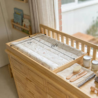 Solid Wood Changing Table with Drawers and Handle-Free Design-Natural