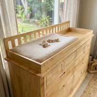 Solid Wood Changing Table with Drawers and Handle-Free Design-Natural