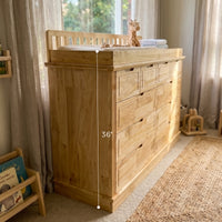 Solid Wood Changing Table with Drawers and Handle-Free Design-Natural