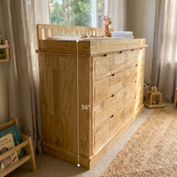 Solid Wood Changing Table with Drawers and Handle-Free Design-Natural