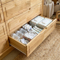 Solid Wood Changing Table with Drawers and Handle-Free Design-Natural