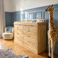 Solid Wood Changing Table with Drawers and Handle-Free Design-Natural