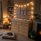Solid Wood Changing Table with Drawers and Round Knob Handles-Natural