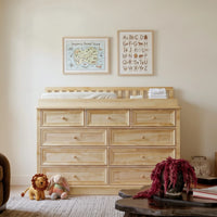 Solid Wood Changing Table with Drawers and Round Knob Handles-Natural