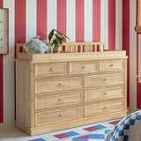 Solid Wood Changing Table with Drawers and Round Knob Handles-Natural