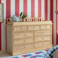 Solid Wood Changing Table with Drawers and Round Knob Handles-Natural