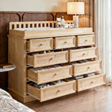 Solid Wood Changing Table with Drawers and Round Knob Handles-Natural