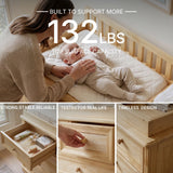 Solid Wood Changing Table with Drawers and Round Knob Handles-Natural