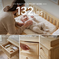 Solid Wood Changing Table with Drawers and Round Knob Handles-Natural