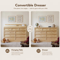 Solid Wood Changing Table with Drawers and Round Knob Handles-Natural