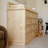 Solid Wood Changing Table with Drawers and Round Knob Handles-Natural