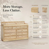 Solid Wood Changing Table with Drawers and Round Knob Handles-Natural