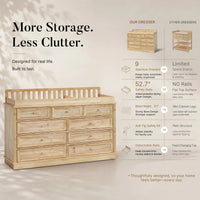 Solid Wood Changing Table with Drawers and Round Knob Handles-Natural